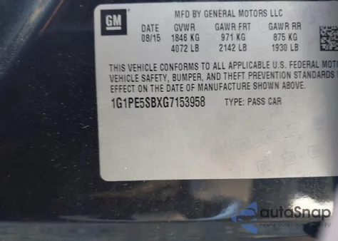 2016 Chevrolet Cruze Limited Lt from USA, damaged, VIN 1G1PE5SBXG7153958